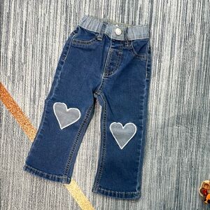 Blue Denim Kids Jeans with Heart Patches